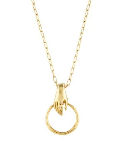 Pre-owned Alexis Bittar Crystal Asterales Hand & Hoop Pendant Necklace, 18" In Multicolor
