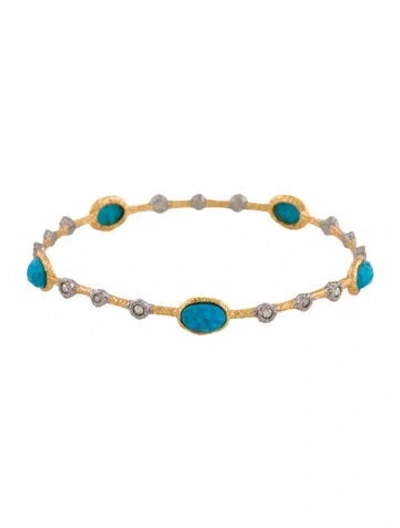 Pre-owned Alexis Bittar Crystal Bangle Bracelet, 8" In Blue