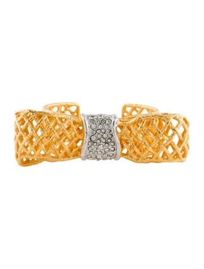 Pre-owned Alexis Bittar Crystal Bow Cuff Bracelet, 5.5" In Multi
