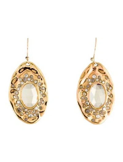Pre-owned Alexis Bittar Crystal Brut Oval Hammered Drop Earrings In Multi