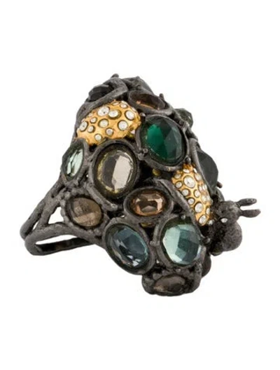 Pre-owned Alexis Bittar Crystal Bunny Easter Ring In Multi