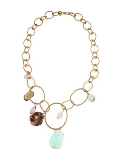 Pre-owned Alexis Bittar Crystal Chain Necklace, 18.25" In Blue/brown/green