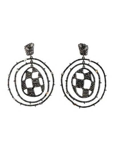 Pre-owned Alexis Bittar Crystal Checkerboard Orbiting Drop Earrings In Multicolor