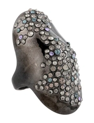 Pre-owned Alexis Bittar Crystal Cocktail Ring In Blue/purple/silver