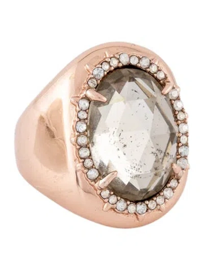 Pre-owned Alexis Bittar Crystal Cocktail Ring In Clear/grey