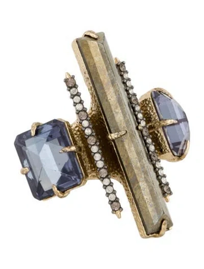 Pre-owned Alexis Bittar Crystal Cocktail Ring In Gray