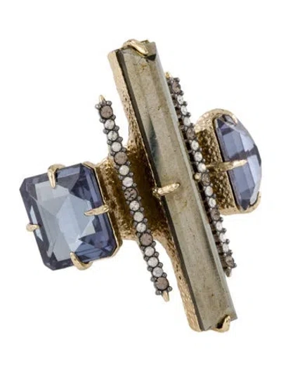 Pre-owned Alexis Bittar Crystal Cocktail Ring In Multi
