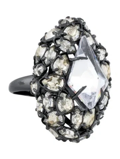 Pre-owned Alexis Bittar Crystal Cocktail Ring In Transparent
