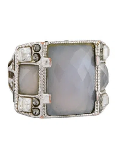 Pre-owned Alexis Bittar Crystal Cocktail Ring In Transparent