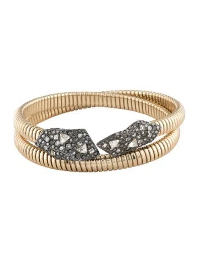 Pre-owned Alexis Bittar Crystal Coiled Origami Bracelet, 8" In Multicolor