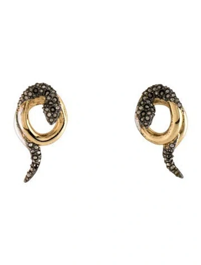 Pre-owned Alexis Bittar Crystal Coiled Snake Drop Earrings In Multicolor