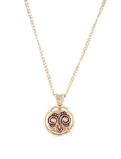 Pre-owned Alexis Bittar Crystal Coin Pendant Necklace, 18.75" In Multicolor