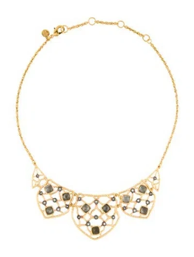 Pre-owned Alexis Bittar Crystal Collar Necklace, 18" In Gray