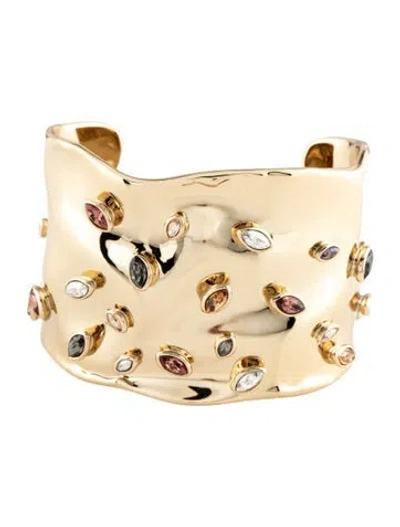 Pre-owned Alexis Bittar Crystal Crumpled Sputnik Cuff Bracelet, 6.75" In Multi