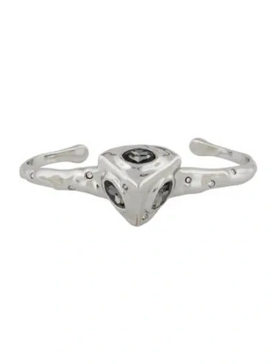 Pre-owned Alexis Bittar Crystal Cuff Bracelet, 5.75" In Gray