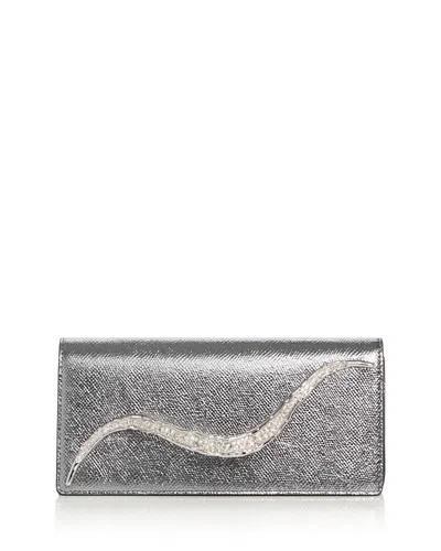 Alexis Bittar Crystal Curve Leather Clutch In Silver