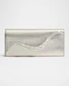 Alexis Bittar Crystal Curve Metallic Leather Clutch Bag In Champagne