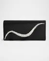 Alexis Bittar Crystal Curve Recycled Satin Clutch Bag In Black