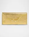 Alexis Bittar Crystal Curve Snake-embossed Leather Clutch Bag In Gold