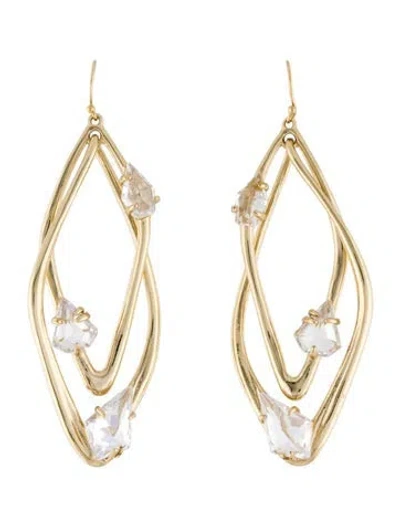 Pre-owned Alexis Bittar Crystal Double Hoop Drop Earrings In Multi