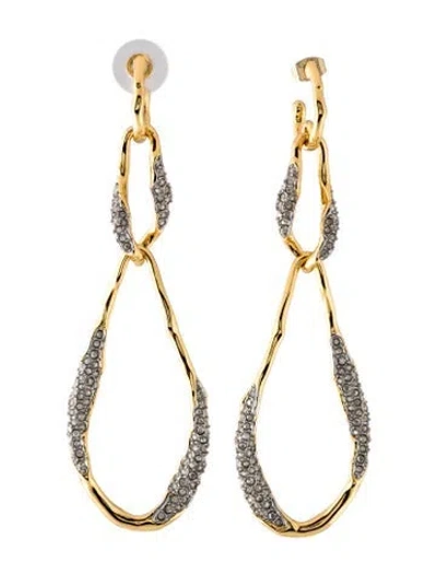 Pre-owned Alexis Bittar Crystal Double Hoop Earrings In Clear