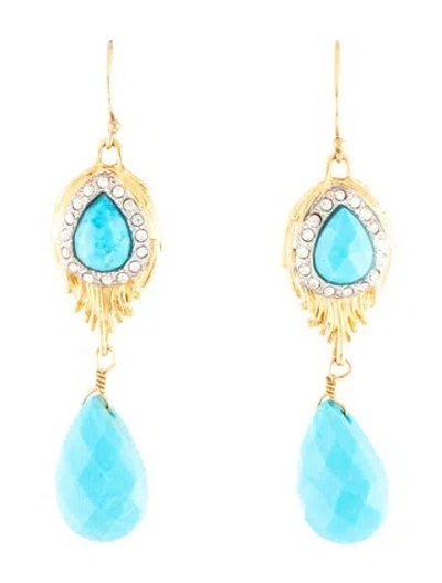 Pre-owned Alexis Bittar Crystal Drop Earrings In Blue