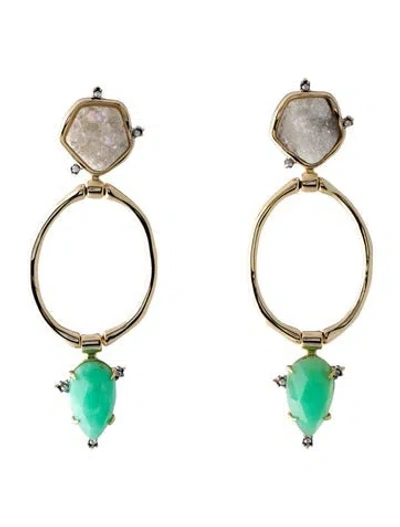 Pre-owned Alexis Bittar Crystal Druzy Drop Earrings In Transparent