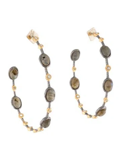 Pre-owned Alexis Bittar Crystal Elements Hoop Earrings In Multicolor