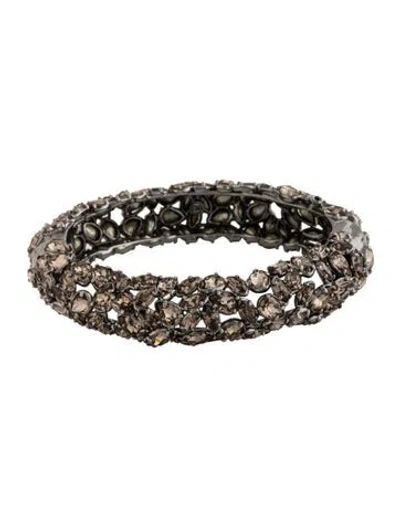 Pre-owned Alexis Bittar Crystal Embellished Hinged Bangle Bracelet, 6.5" In Grey