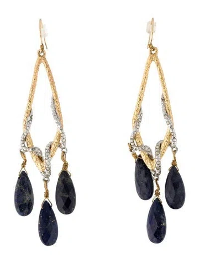 Pre-owned Alexis Bittar Crystal Encrusted & Lapis Lazuli Drop Earrings In Multi