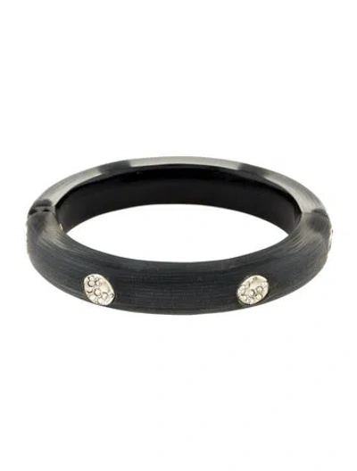 Pre-owned Alexis Bittar Crystal Encrusted & Lucite Hinge Bracelet, 6.25" In Multi