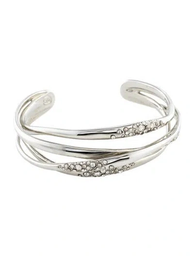 Pre-owned Alexis Bittar Crystal Encrusted Cuff Bracelet, 6.25" In Clear