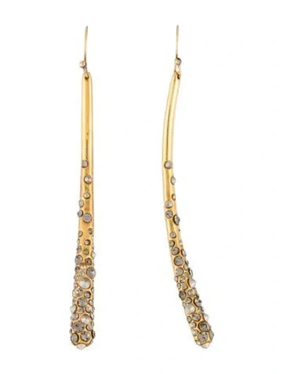 Pre-owned Alexis Bittar Crystal Encrusted Drop Earrings In Gray