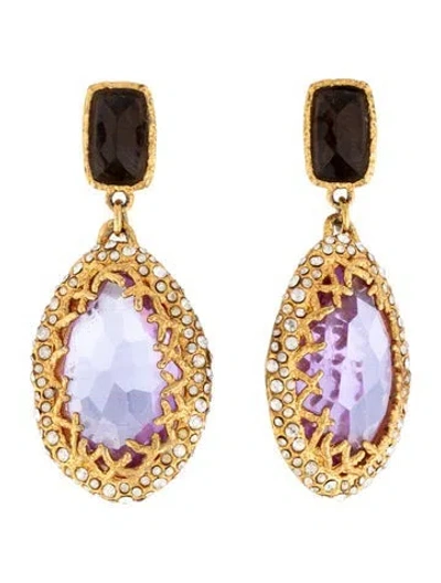 Pre-owned Alexis Bittar Crystal Encrusted Drop Earrings In Purple