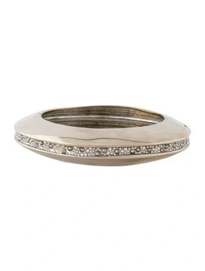 Pre-owned Alexis Bittar Crystal Encrusted Hinge Bangle Bracelet, 6.5" In Transparent