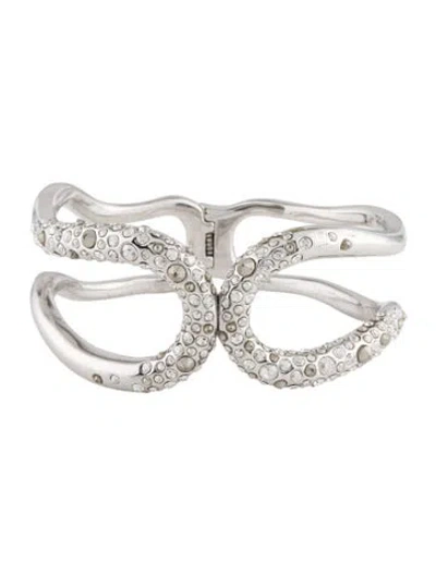 Pre-owned Alexis Bittar Crystal Encrusted Hinged Bracelet, 6.75" In Multi
