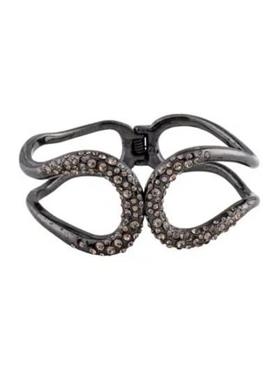 Pre-owned Alexis Bittar Crystal Encrusted Hinged Bracelet, 6.75" In Multi