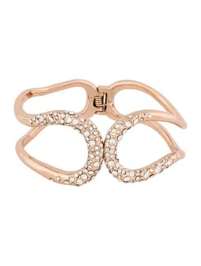 Pre-owned Alexis Bittar Crystal Encrusted Hinged Bracelet, 6.75" In Transparent