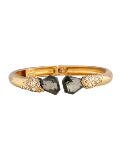 Pre-owned Alexis Bittar Crystal Encrusted Hinged Cuff, 6.75" In Multicolor