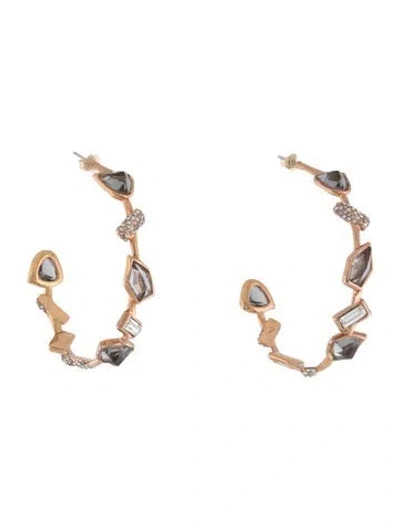 Pre-owned Alexis Bittar Crystal Encrusted Hoop Earrings In Clear/silver