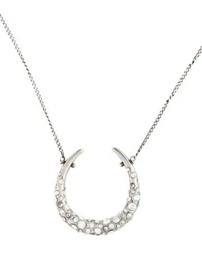 Pre-owned Alexis Bittar Crystal Encrusted Horseshoe Pendant Necklace, 19" In Multicolor
