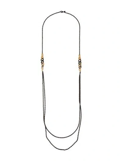 Pre-owned Alexis Bittar Crystal Encrusted Jardin De Papillon Long Link Necklace, 39" In Multi