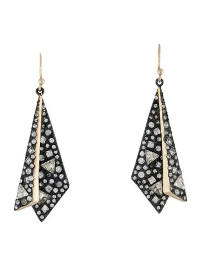Pre-owned Alexis Bittar Crystal Encrusted Layered Origami Drop Earrings In Multi