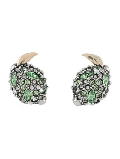 Pre-owned Alexis Bittar Crystal Encrusted Lime Stud Earrings In Green