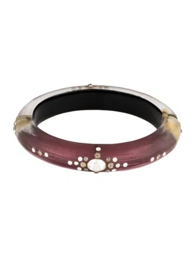 Pre-owned Alexis Bittar Crystal Encrusted Lucite Hinge Bracelet, 7" In Pink