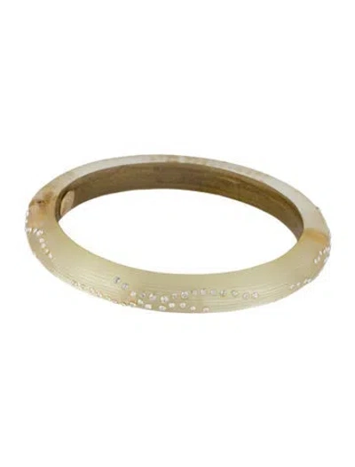 Pre-owned Alexis Bittar Crystal Encrusted Lucite Skinny Hinged Bracelet, 7.5" In Neutral