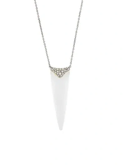 Pre-owned Alexis Bittar Crystal Encrusted Lucite Spear Pendant Necklace, 31.5" In Clear