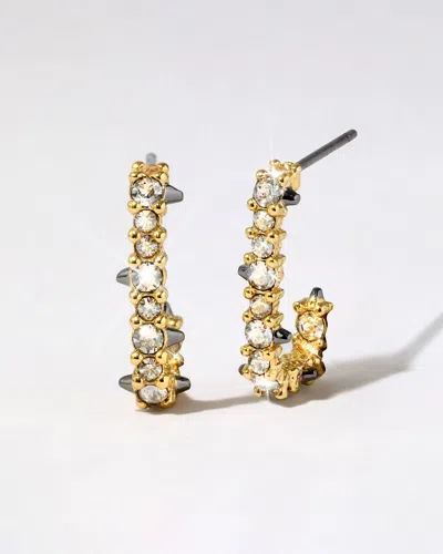 Alexis Bittar Crystal Encrusted Mini Link Huggie Earrings In Gold