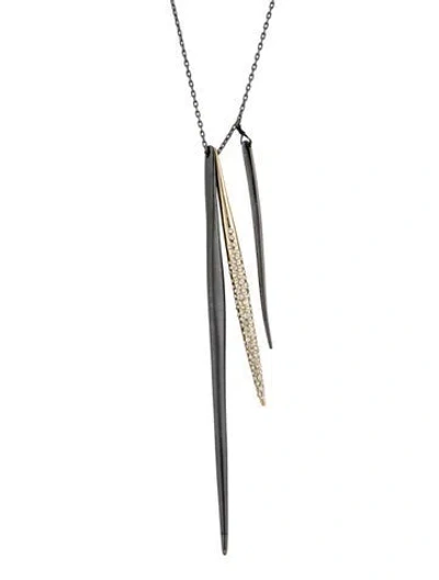 Pre-owned Alexis Bittar Crystal Encrusted Miss Havisham Long Spear Necklace, 32" In Multicolor