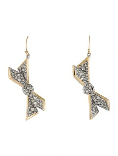 Pre-owned Alexis Bittar Crystal Encrusted Origami Bow Drop Earrings In Multi